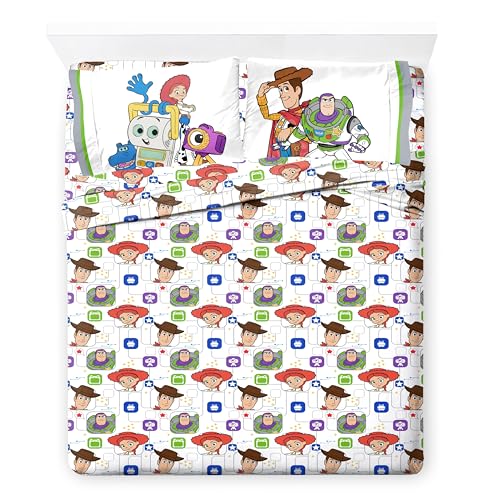 Jay Franco Kids Sheet Set with Fitted, Flat Sheets & Pillow Cover - Ultra-Soft Bedding with Pillowcase for Room Decor, Multi - Toy Story, 4 Piece Full - color: Multi - Toy Story, size: 4 Piece Full