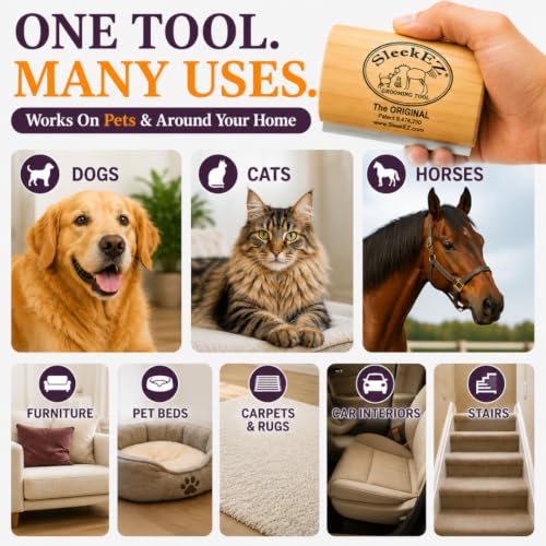 SleekEZ Dog Brush for Shedding | Patented Deshedding Dog Brush | Pet Hair Remover for Short, Medium & Long Coats | Made in USA | 5 Inch - style: Dog Brush