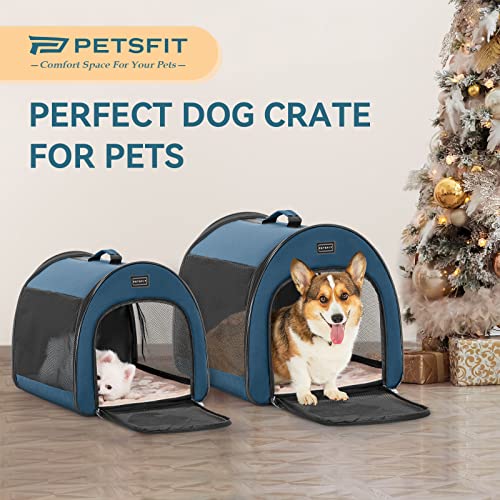 PETSFIT Soft Dog Crate, Dog Travel Crate - 26.5 Inch Lightweight, Roomy, Easy to Set Up, Portable Pop Up Dog Carrier with Thick Mat, Sturdy Soft Sided Dog Crate, Navy Blue - color: Navy Blue, size: 20.0"L x 20.0"W x 26.5"H