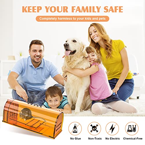 6 PCS Humane Mouse Traps No Kill Reusable Mice Trap Indoor for Home | PC Material, Reusable Capture & Release, Use for Home, Waterproof - size: Orange-6Pack