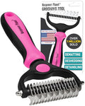 Maxpower Planet Hair Brush - Double Sided Shedding, Dematting Undercoat Rake for Dogs, Cats - Extra Wide Dog Grooming Brush, Pink | Pink, Deshedding & Dematting, Extra-Wide Double-Sided Comb, Long-Haired Coats, Reduces Shedding, Original Design - color: P