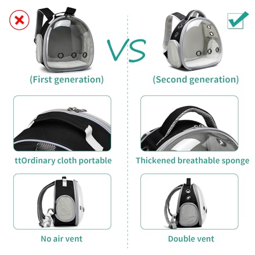 Portable Travel pet Backpack Carrier Hamster Bag Guinea Pig Bird Small Dog cat Turtle Carrier Rabbit Cage Squirrel Bearded Dragon Breathable Hangbag (Black) - color: black