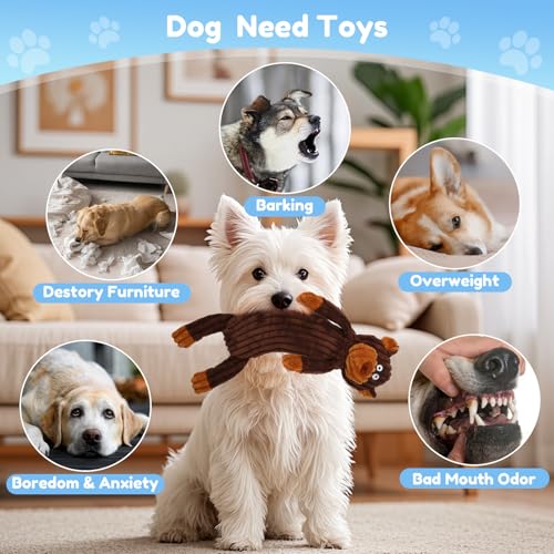 No Stuffing squeaky Dog Toys for large dogs,5pack plush Crinkle chew Dog Toys to Keep Them Busy,Durable Cute Animals Puppy Teething toys for Small Medium Large Breed, dog Gifts & Tug of War Toys
