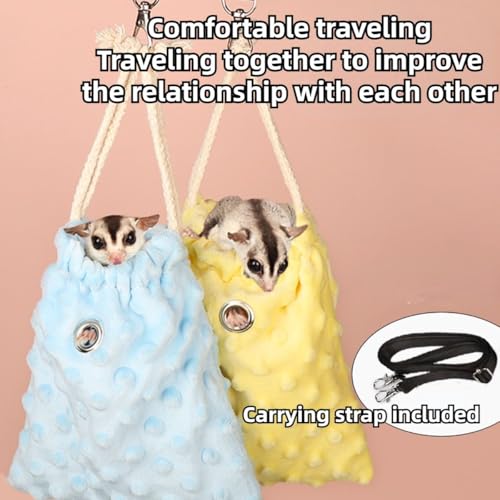 Sugar Glider Bonding Pouch - Soft Sleeping Pouch with Breathable Vent & Drawstring Portable Travel Bag Small Animal Carrier for Sugar Glider Squirrel Hamster Rats Hedgehog Bird Parrot (Blue) - color: Blue