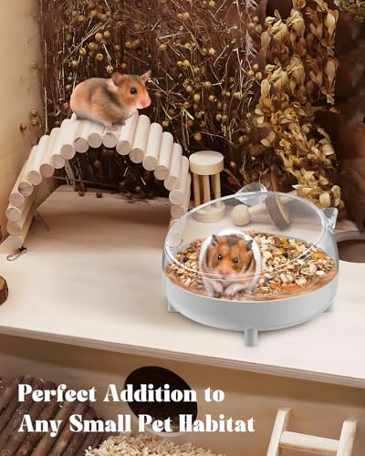 Pawfly Hamster Sand Bath Container, Hamster Sand Bath Box, Hamster Bathtub, Hamster Bathroom, Hamster Toilet, Plastic Dust Bath for Dwarf Hamsters, Syrian Hamsters, Mice, Gerbils & Small Animals - color: Grey