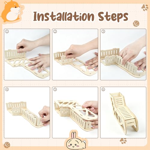 4Pcs Hamster Cage Accessories Platform Wooden Tunnel Hideout Toy | Hamsters Hideout Climbing Toy for Pets Dwarf Syrian Mice Degus Gerbils Squirrel or Other Small Pets