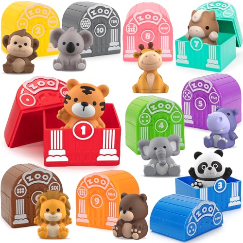 Learning Toys for Toddlers 1 2 3 Year Old Toddlers, 20Pcs Safari Animal Toys, Finger Puppets, Montessori Counting, Matching & Sorting, Christmas Birthday Gifts for Baby Boys Girls Age 12-18 Months - style: ZOO