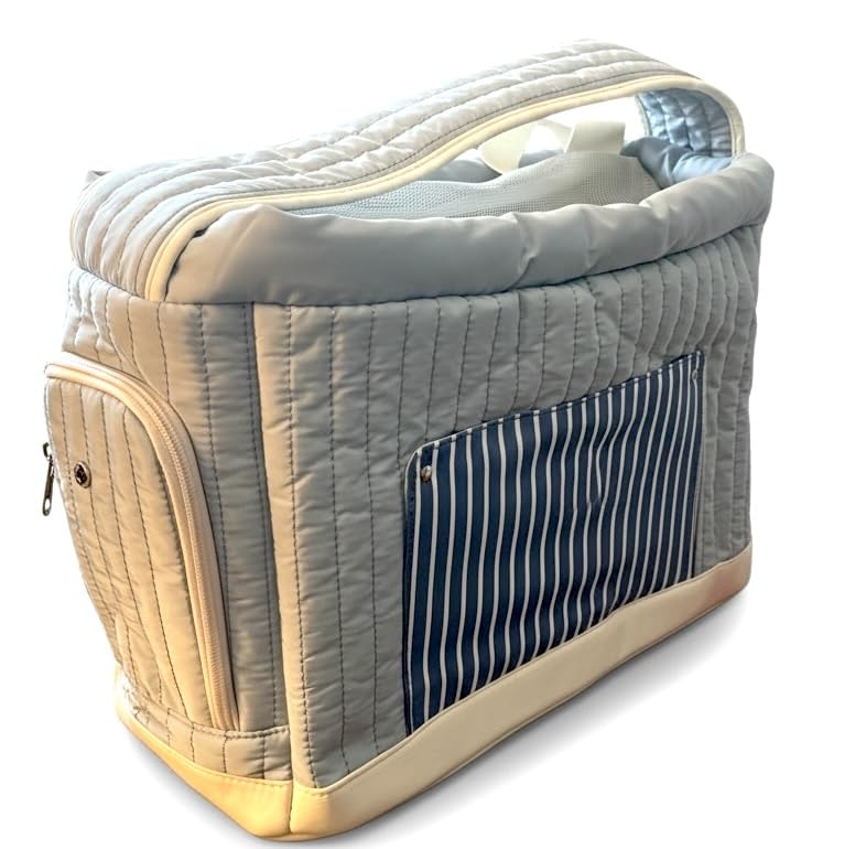 Tristan Home Luxury Quilted Pet Carrier Tote Bag, Waterproof, Adjustable Shoulder Strap, 42cm x 28cm x 20cm (Light Blue) - color: Light Blue