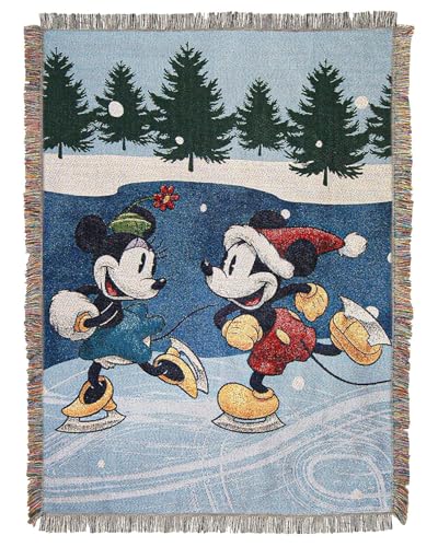 Northwest Mickey Mouse Woven Tapestry Throw Blanket, 48" x 60", Winter Skate - color: Winter Skate