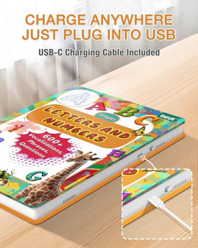English Interactive Sound Book Alphabet Number Talking Book Toddler Kid 3-6 | Preschool ABC Educational Learning Travel Toy Sensory Autism Recharge Talking Book 600+ Audio Birthday Xmas Gift Boy Girl 3+ - style: EN-Letters and Numbers