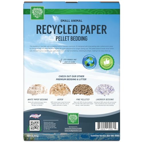 Small Pet Select Recycled Paper Pellet Bedding, Litter for Rabbit, Guinea Pig, Hamster, Bunny and Other Small Animals, 10lb | Absorbent Odor Control, Low Dust, Eco-Friendly, For Guinea Pigs, Hamsters, Bunnies, Chinchillas & Small Pets - size: 10 LBS