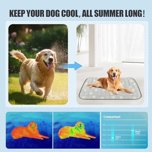 Dog Cooling Mat,Dog Blanket Washable,Cool Fabric & Internal Waterproof Cooling Pad (Grey, Large (36x24 inch)) - color: Grey, size: Large (36x24 inch)