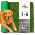 THREE ORANGES Artificial Grass Outdoor 4x6 FT, 1.35 Inch Thick Soft Fake Grass Turf Mat with Drainage Holes, Artificial Turf Grass Rug for Dogs, Patio Backyard Dog Run - size: 4 X 6 FT