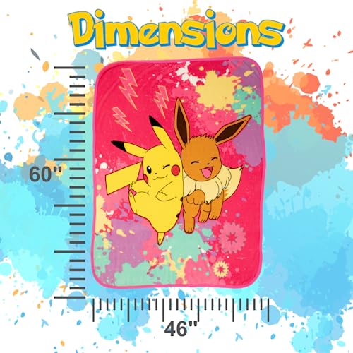 Pokemon Anime Pikachu and Eevee Kids Bedding Super Soft Micro Raschel Throw, 46 in x 60 in, (Official Licensed Product) by Franco - color: Pokemon Girl, size: 46 in x 60 in