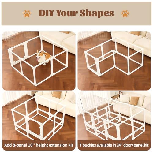 Dog Playpen, Expandable & Stackable Acrylic Dog Play Pen (White, 10", 8 Panels) - color: White, size: 10"