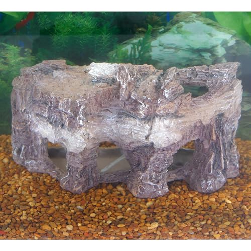 Penn-Plax Grotto Natural Cliff Rock-Scape Cave Hide Out – Terrarium and Aquarium Décor for Reptiles, Amphibians, Fish, and Other Small Animals – Medium Size (RR700)