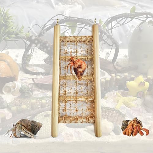 Hermit Crab Climbing Straight Ladder Wooden and Rope Hermit Crab Climbing Wall Hermit Crab Climbing Toys Small Animal Cage Accessories for Bird Parrot Lizard Chameleon Reptile - style: Straight Ladder