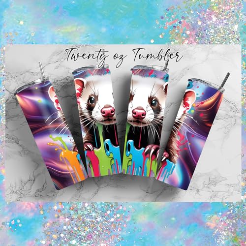 20 oz Insulated Double Wall Stainless Steel Tumbler with Spill Proof Lid and Reusable Straw, Water Bottle Coffee Cup Travel Mug, Pet Lover Mustela Mustelid Ferret (Ferret3) - color: Ferret3