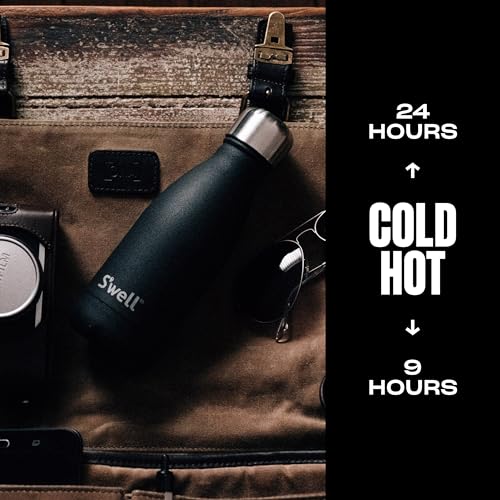 S'well Stainless Steel Water Bottle, 9oz, Onyx, Triple Layered Vacuum Insulated Containers Keeps Drinks Cold for 24 Hours and Hot for 12, BPA Free, Perfect for On the Go - color: Onyx, size: 9 Ounces