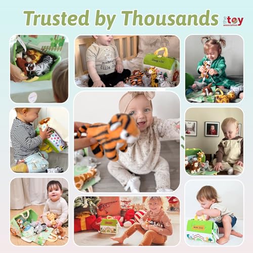 Mini Zoo Stuffed Animals Set - 5 Soft Safari Animals with Carry House 9.8" | Ultra-Soft, Safe, Travel-friendly, Educational, Gift Ready - color: Zoo