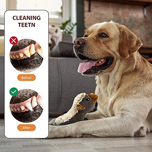 IOKHEIRA Dog Plush Toys for Aggressive Chewers, Indestructible Dog Squeaky Toys with Crinkle Paper, Durable Teething Chew Toys for Medium and Large Breed (Grey) - color: Grey