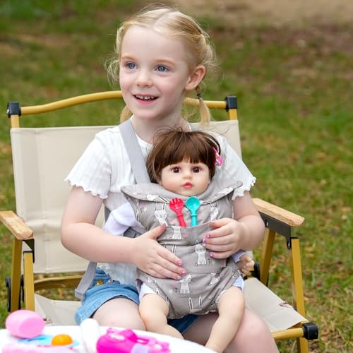 GAGAKU Baby Doll Carrier for Little Girls, Reborn Doll Accessories for Toddlers 3+, Kids Toy Baby Dolls Sling Carrier - Gray - Rabbit - color: 2_gray_rabbit