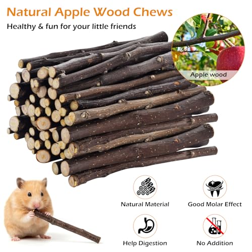 6-piece hamster toy set small pet sand bath set includes chinchilla sticks guinea pig chew sticks Hamster food apple sticks Cage accessories suitable for dwarf hamsters Syrian hamsters sand rats etc