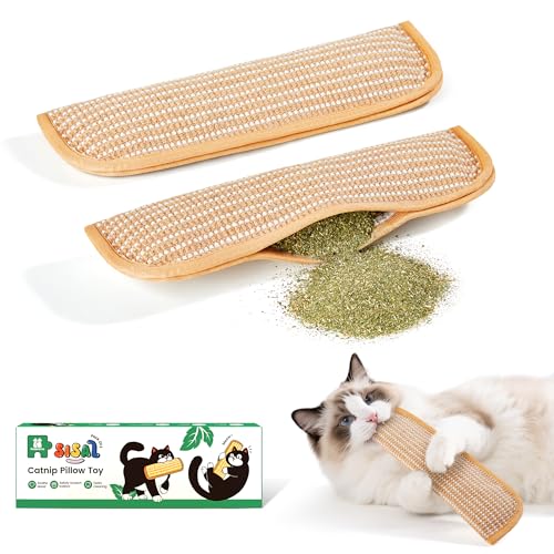Potaroma Cat Toys Pack of 2 with 6000mg A+ Organic Catnip, Sisal Material | Indoor Kitten Scratching and Kicker Toys, Drives Bored Cats Crazy with Fun Interactive Chew