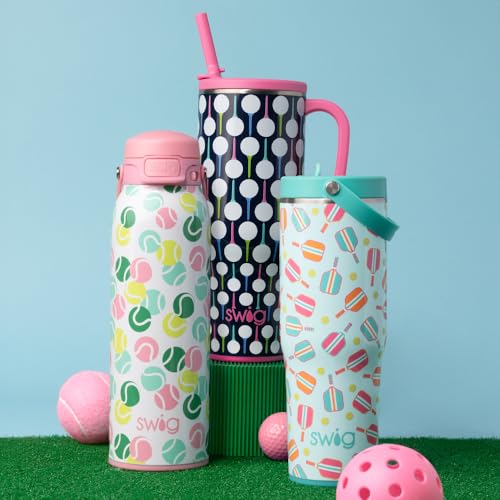 Swig Life 32oz EZ Fill Water Bottle with Straw Lid, Match Point | Leakproof Lid - Double Wall Insulated Stainless Steel - Lid, Straw & Lock - Cup Holder Friendly - Dishwasher Safe - color: Match Point, size: 32 Ounces