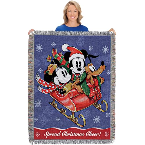 Disney Mickey Mouse, Sleigh Ride Woven Tapestry Throw Blanket, 48" x 60", Multi Color - color: Sleigh Ride