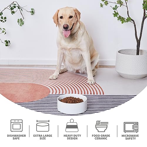6'' Ceramic Dog Bowl - 30Oz Classic Dogs Food & Water Bowl for Small and Medium Breed Dogs, Heavy Duty Non-Slip Dog Dishes, Food Grade Stoneware Pet Bowl, Dishwasher & Microwave Safe, White - color: Bowl - White, size: 6 inch