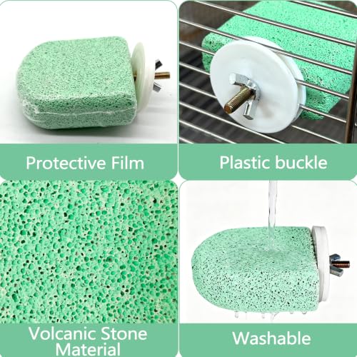 4Pack Bird Perch Stands Parrot Beak Grinding Stone Platform,Green-S | Parakeet Foot Claws Trimmer,Calcium Perch Climbing Chewing Toys for Small Medium Birds Cockatiel Conure Lovebird Budgie - color: 4Pack Green | S