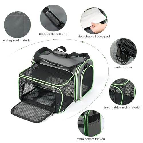 Gardner Pet Large Expandable Cat Carrier (20.5x13.4x13.4 in) | 2-Side Square Extension Pet Travel Carrier for Cats or Small Dogs up to 22 lbs, Heavy Duty Soft-Sided Dog Car Travel Bag - size: 20.5"L x 13.4"W x 13.4"H