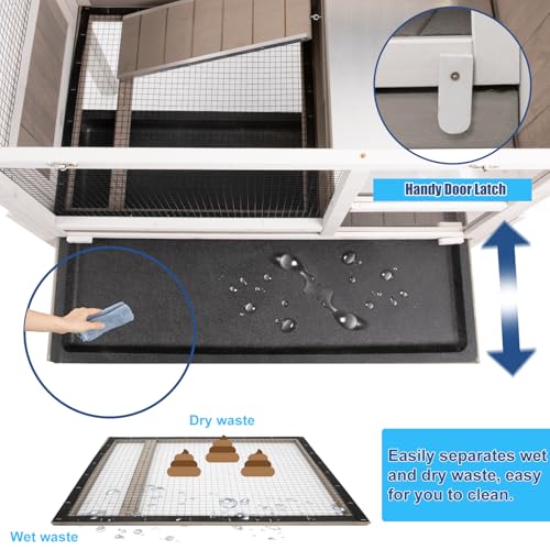 Large Wooden Guinea Pig Cage with 4 Detachable Stand Legs | Comfortable Large Living Cage, Easy Clean, Easy Assembly, Hideout, Anti-chew Ramp with Steel, Leak-proof Pull Out Tray