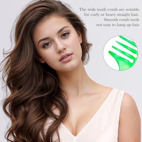 Hair Comb Set - Green, Wide-Tooth, Fine-Tooth, Rat Tail, and Dual Comb for Men and Women - color: green