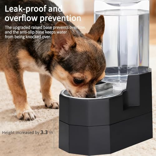 Sfozstra 7L Raised Dog Water Dispenser: Comfortable Drinking | Gravity Water Dispenser/Better Drinking Posture/Medium Dogs/304 Stainless Steel Bowl/Spill Resistant Base/Dishwasher Safe - color: Black, size: 7L Raised