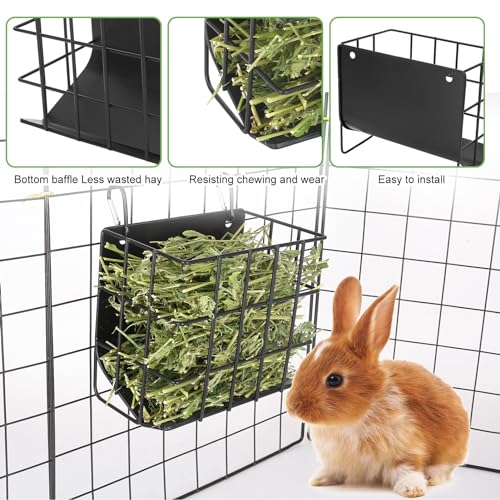 Rabbit Hay Feeder with Heavy-Duty Metal Frame Rabbit Hay Holder, Bunny Hay Feeder Guinea Pig Hay Holder,for Rabbits Guinea Pigs Bunny Chinchillas and Small Animals (Black) - color: Black, size: 1 piece