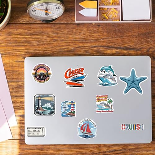 Vybonz Cruise Sticker Ocean Travel Decal Sea Adventure Boat Vacation | Cruise Stickers with Ocean Travel and Sea Adventure for Cruise Lovers, Laptop, Water Bottle, Journal and Notebook Use - color: Cruise, size: 3in