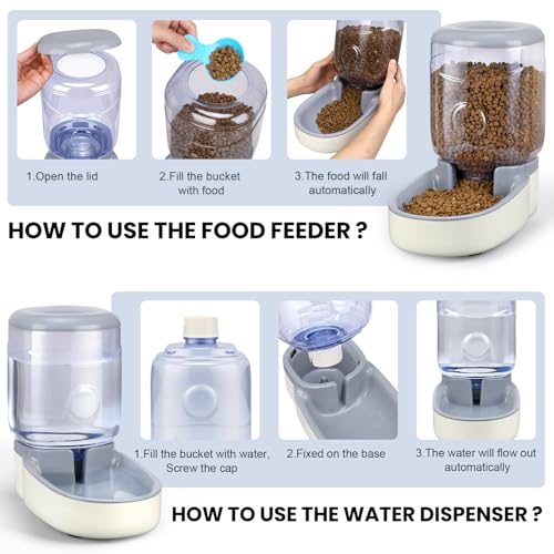 2 Pack Automatic Cat Feeder and Water Dispenser Pet Dog Gravity Feed Bowl | Automatic Cat Feeder and Water Dispenser Pet Feed Bowl Dog Gravity Food Feeder & Waterer Set for Small Medium Pup Kitty