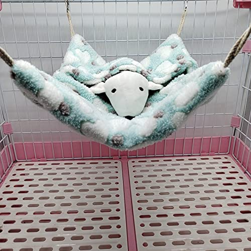 ISMARTEN Small Animal Hanging Hammock, Pet Hanging Nap Sack Sleep Bag Bed, Cage Hammock Beds for Ferret Guinea-Pig Sugar Glider Hamster Rat Mice Chinchilla Flying Gerbil and Squirrel (Green) - color: Green