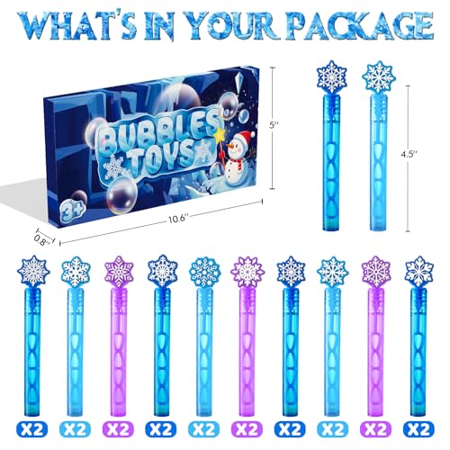 WHALEISLAND 20PCS Frozen Bubble Wands, Snowflake Party Favors for Kids | Frozen Birthday Party Supplies, Goodie Bag Stuffers, Classroom Prizes, Fun Gifts and Party Decorations for Kids - style: FROZEN