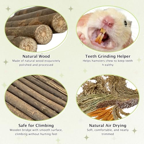Tfwadmx Hamster Ladder Bridge & Small Animal Natural Ear of Grain Spray Hamster Bedding Habitat Decor Flexible Bendy Hamster Climbing Toy for Dwarf Syrian Mice Gerbils - size: 8.7 x 3.9 inches