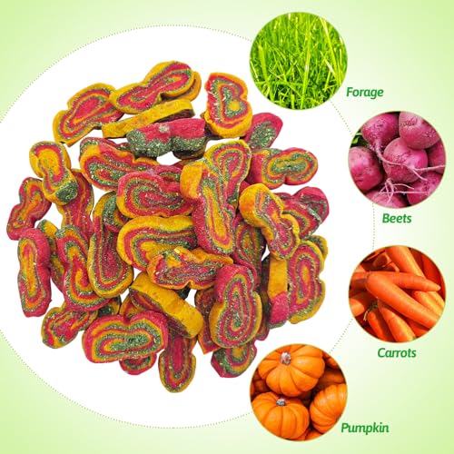 Fhiny 0.29lb Rabbit Chew Toys, Mixed Forage Beetroot Carrot and Pumpkin Bunny Treats for Hamsters Guinea Pigs Chinchillas and Other Small Rodents Teeth Grinding