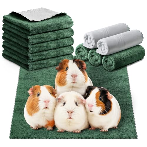 SmoothNovelty 5 Pcs Waterproof Guinea Pig Blankets Washable Small Animal Pee Pad Pet Blanket Sleep Bedding Mats Absorbent Guinea Pig Cage Liner Reusable Pet Sleep Pad(Dark Green,12" X 12",Classic) - color: Dark Green, size: 12" X 12", style: Classic