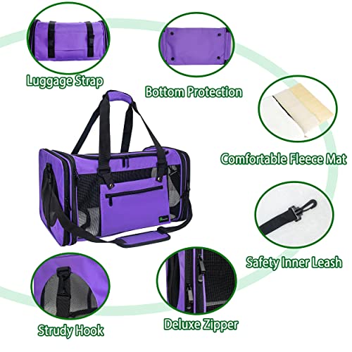 Soft-Sided Pet Carrier for Cats Small Dogs of 15 Lbs Medium Purple - color: New-Purple, size: Medium