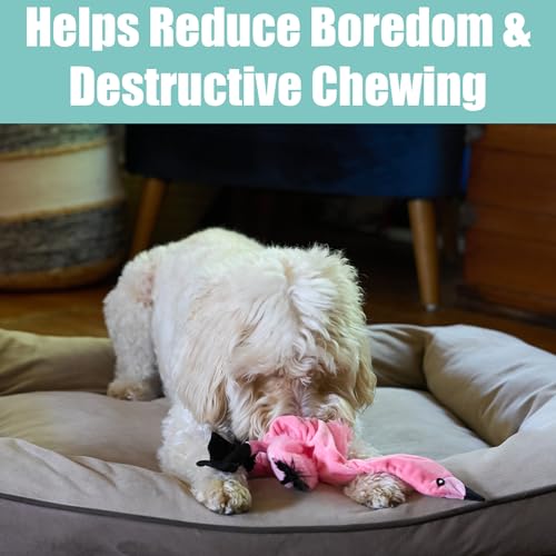 SPOT Skinneeez Flamingo 19 Inch Stuffing-Free Plush Dog Toy with Dual Squeakers – Long Interactive Chew Toy for Medium and Large Dogs – Mess-Free Play for Light & Moderate Chewers - style: Flamingo