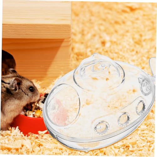 Hemoton Transparent Submarine-Shaped Hamster Sand Bath Box for Small Pets Multi-Functional Sand Bathroom and Toilet Accessory for Hamsters Mice and Chinchillas
