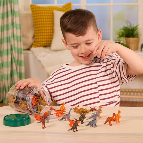 Terra by Battat Dinosaur Figures Tube, 60 Mini Plastic Dino Animals, Tubes | 60-piece mini dinosaur figures in a portable tube with 12 assorted dinosaur styles for play, collecting, crafts, 3+ Years - style: 60pcs Mini Dinosaurs