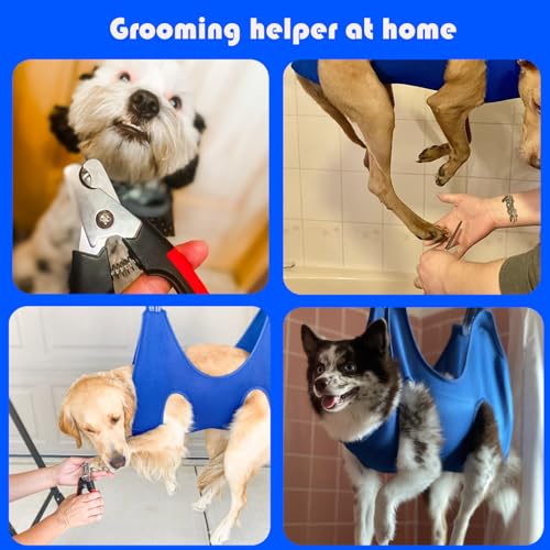 Guzekier Dog Grooming Hammock for Trim Nail, Dog Sling for Grooming, Dog Hammock Restraint Bag with Nail Clippers/Trimmer, Nail File, Pet Comb,Ear/Eye Care (Weight: 20-45 LBS) - size: M（Weight：25-45LB）