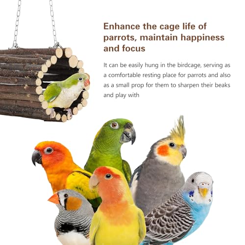 Fruit Wooden Bird Tunnel,Parrot Swing Toys,Hanging Bird Tree Caves, Birds Apple Wood Branches Tunnel,with Parakeets, Budgies, Finches, Cockatiels, Lovebirds,Hamster (3.76" in Diameter) - color: Apple wood